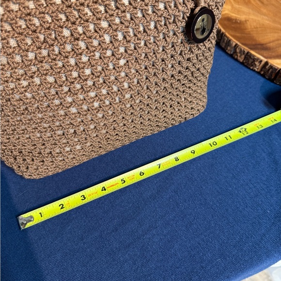 THE SAK Crochet Shoulder Bag | Tan & White | Leather Trim Handles - Picture 7 of 10